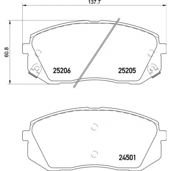 Jeu de 4 plaquettes de frein avant BREMBO OEM 58101K4A10