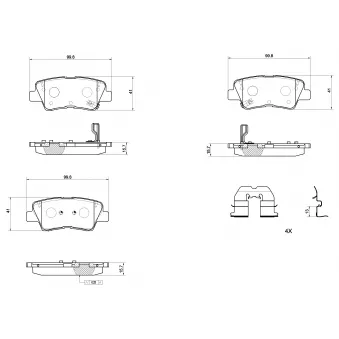 Jeu de 4 plaquettes de frein avant BREMBO OEM 58302G2A70