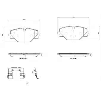 Jeu de 4 plaquettes de frein arrière BREMBO OEM LR156906