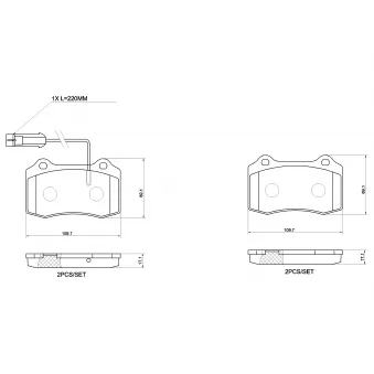 Jeu de 4 plaquettes de frein arrière BREMBO P 48 002 pour MASERATI GHIBLI 3.0 S - 409cv