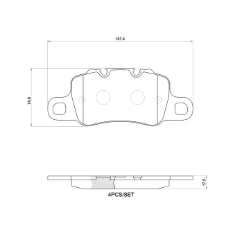 Jeu de 4 plaquettes de frein arrière BREMBO P 65 055 pour PORSCHE 918 4.6 - 887cv
