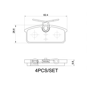 Jeu de 4 plaquettes de frein arrière BREMBO P 68 077 pour LADA 111 45 - 5cv