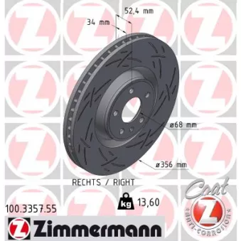 ZIMMERMANN 100.3357.55 - Disque de frein avant droit