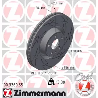 Jeu de 2 disques de frein avant ZIMMERMANN OEM 4G0615301C