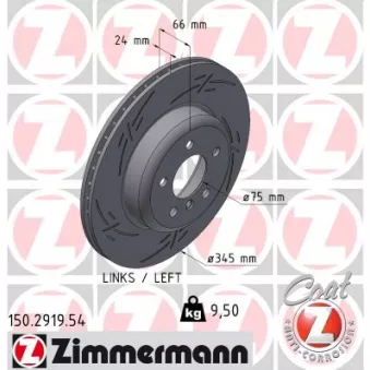 Disque de frein avant gauche ZIMMERMANN 150.2919.54 pour VOLKSWAGEN CADDY 435 i - 340cv