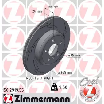 Disque de frein avant droit ZIMMERMANN 150.2919.55 pour VOLKSWAGEN CADDY 435 i - 340cv