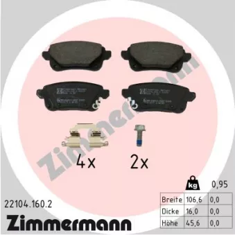 Jeu de 4 plaquettes de frein arrière ZIMMERMANN OEM 4406000Q3C
