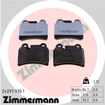 Jeu de 4 plaquettes de frein arrière ZIMMERMANN OEM 7L6698451B