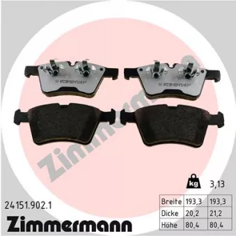 Jeu de 4 plaquettes de frein avant ZIMMERMANN OEM A1644202520