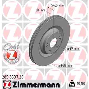 ZIMMERMANN 285.3537.20 - Jeu de 2 disques de frein avant