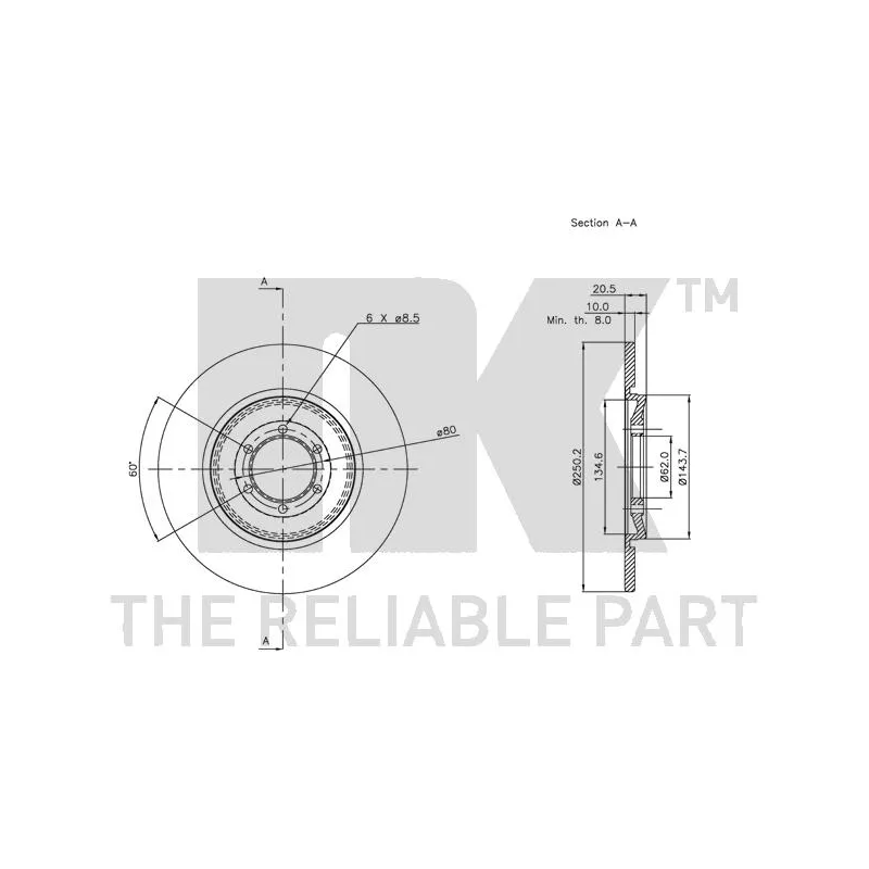 Jeu de 2 disques de frein arrière NK 201007 - Visuel 1