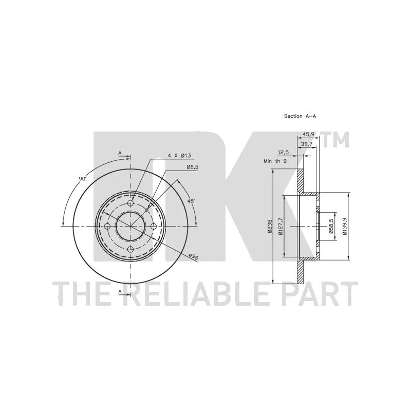 Jeu de 2 disques de frein avant NK 201009 - Visuel 2