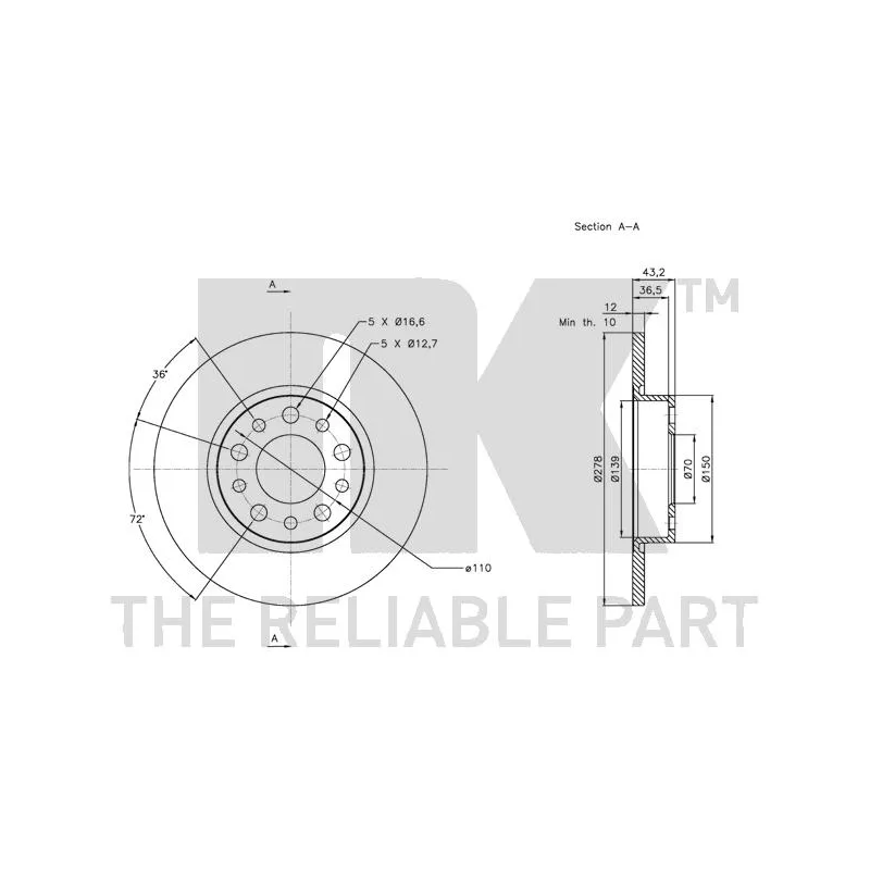 Jeu de 2 disques de frein arrière NK 201024 - Visuel 2