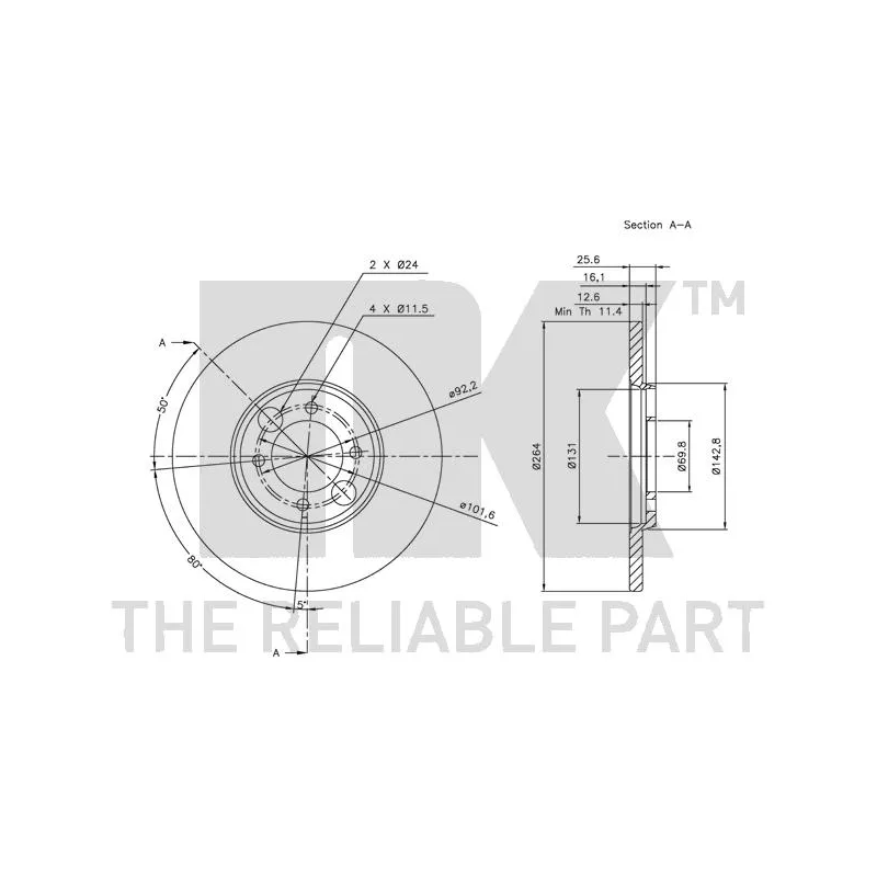 Jeu de 2 disques de frein arrière NK 201216 - Visuel 1