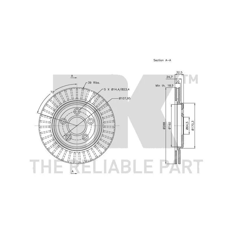 Jeu de 2 disques de frein arrière NK 201224 - Visuel 2