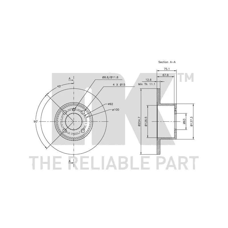 Jeu de 2 disques de frein avant NK 201501 - Visuel 2