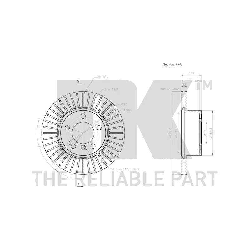 Jeu de 2 disques de frein avant NK 2015101 - Visuel 2