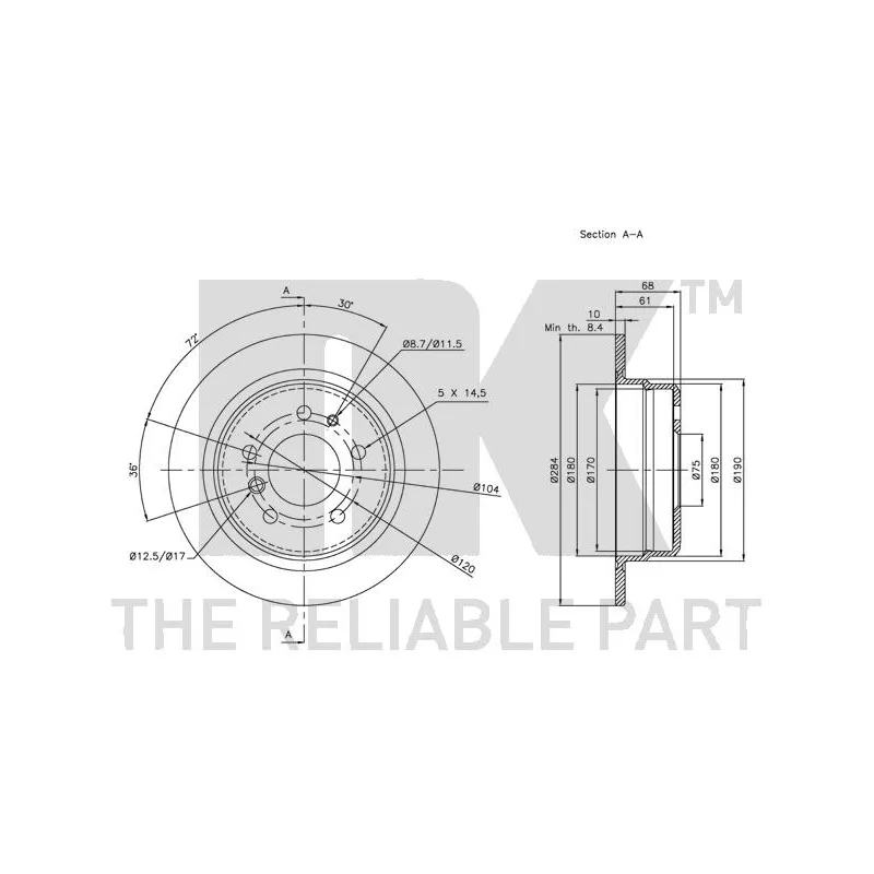 Jeu de 2 disques de frein arrière NK 201529 - Visuel 1