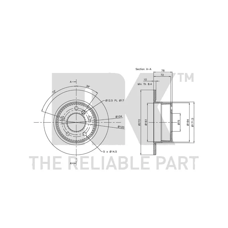 Jeu de 2 disques de frein arrière NK 201538 - Visuel 2