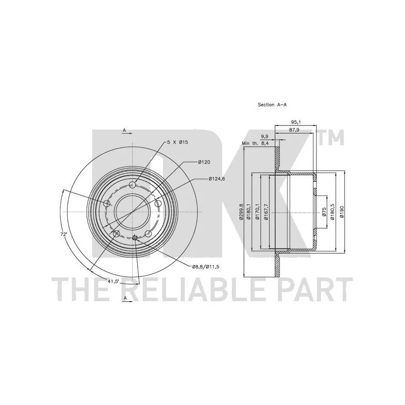Jeu de 2 disques de frein arrière NK 201552 - Visuel 2