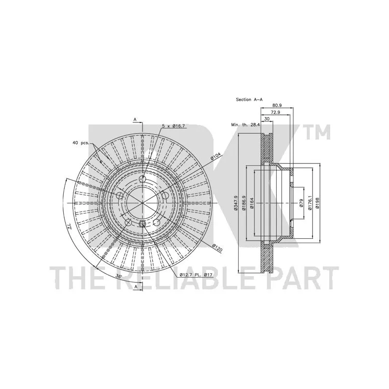 Jeu de 2 disques de frein avant NK 201560 - Visuel 2