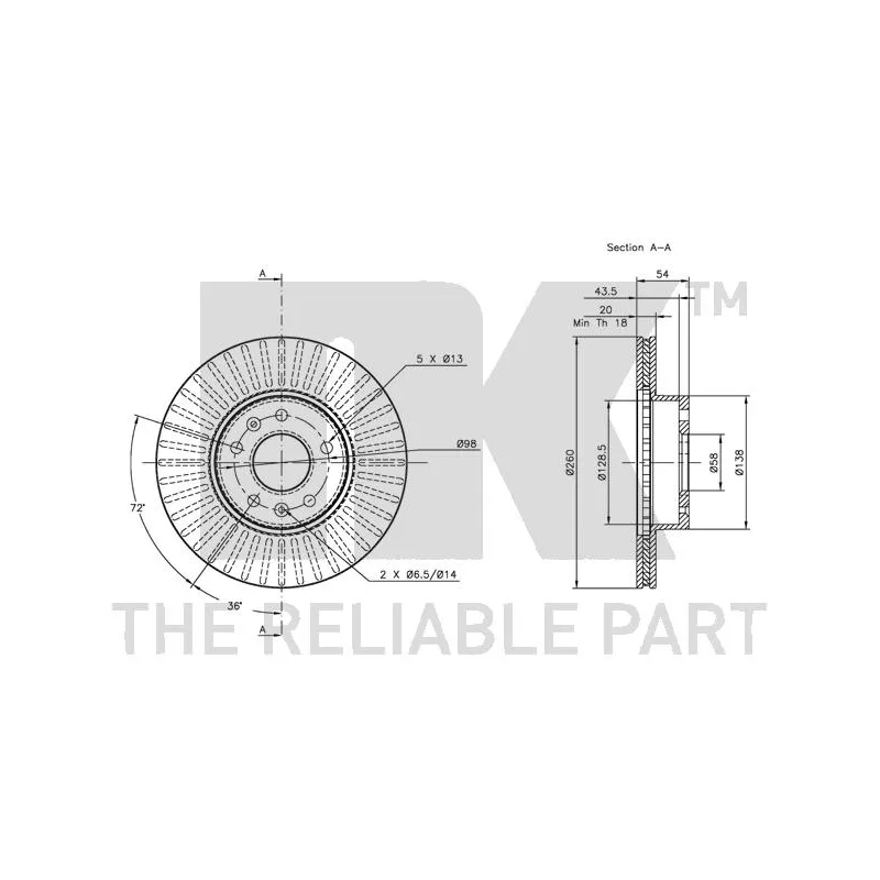 Jeu de 2 disques de frein avant NK 201906 - Visuel 1