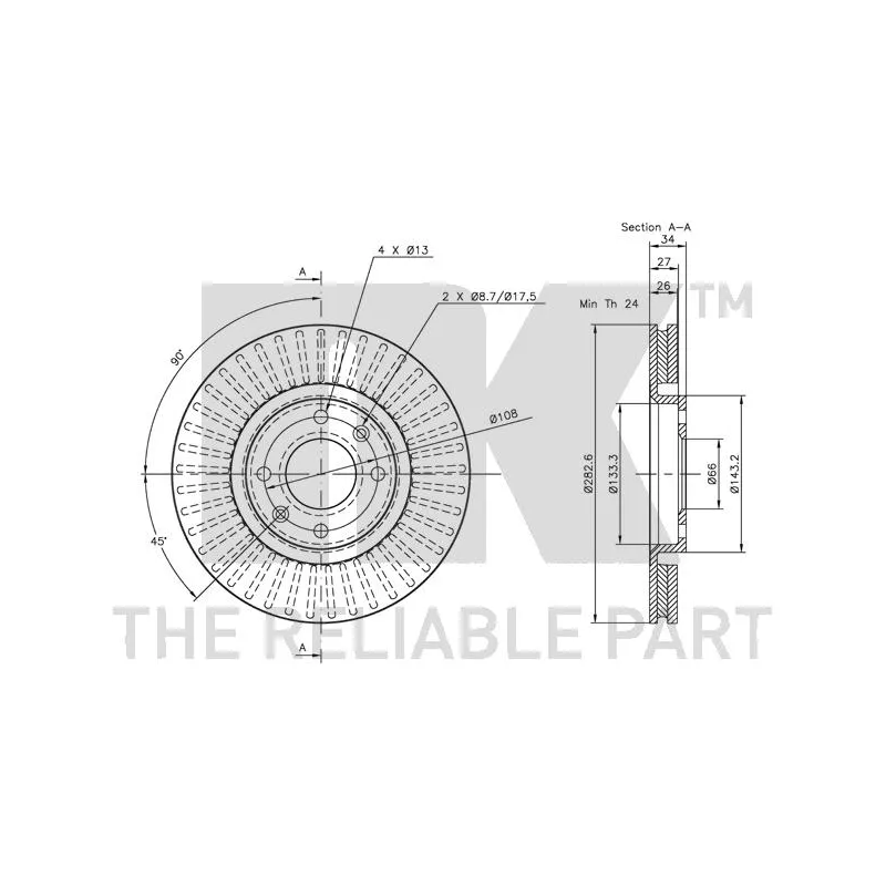 Jeu de 2 disques de frein avant NK 201927 - Visuel 2