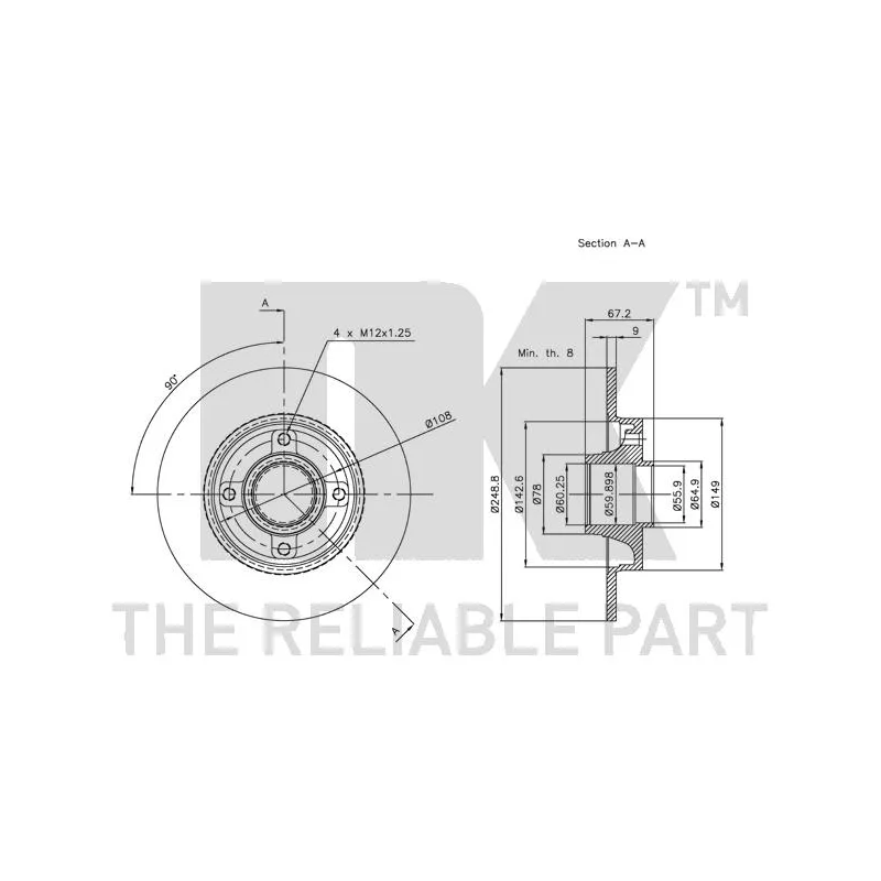 Jeu de 2 disques de frein arrière NK 201939 - Visuel 2