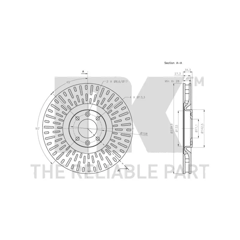 Jeu de 2 disques de frein avant NK 201953 - Visuel 2