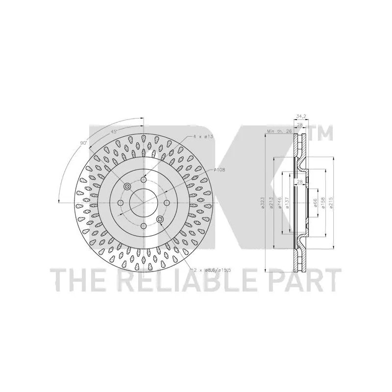 Jeu de 2 disques de frein avant NK 201955 - Visuel 2