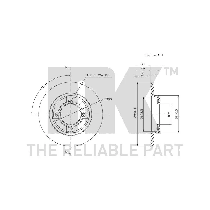 Jeu de 2 disques de frein avant NK 202213 - Visuel 2