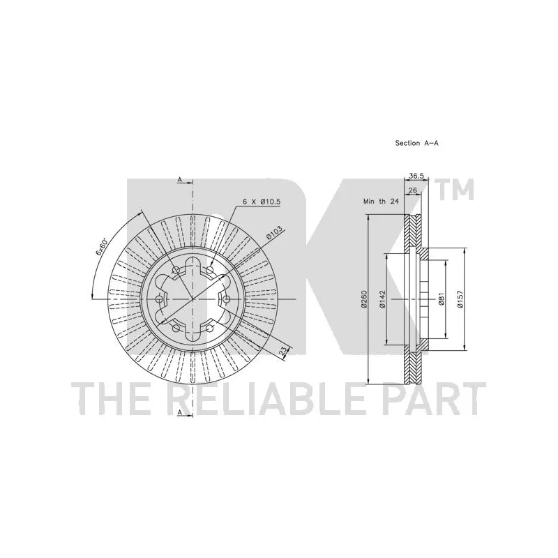 Jeu de 2 disques de frein avant NK 202236 - Visuel 2