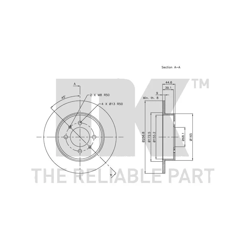 Jeu de 2 disques de frein arrière NK 202263 - Visuel 2