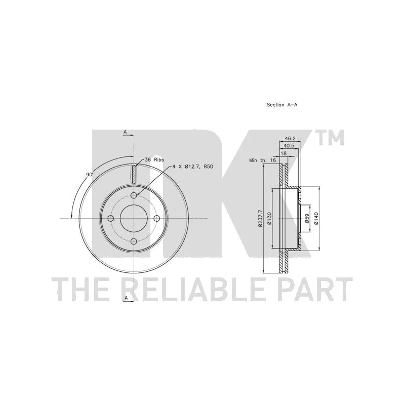 Jeu de 2 disques de frein avant NK 202268 - Visuel 2
