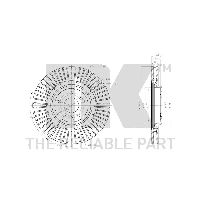 Jeu de 2 disques de frein avant NK 202292 - Visuel 2