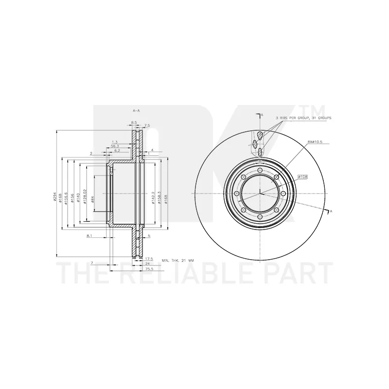 Jeu de 2 disques de frein arrière NK 202355 - Visuel 2