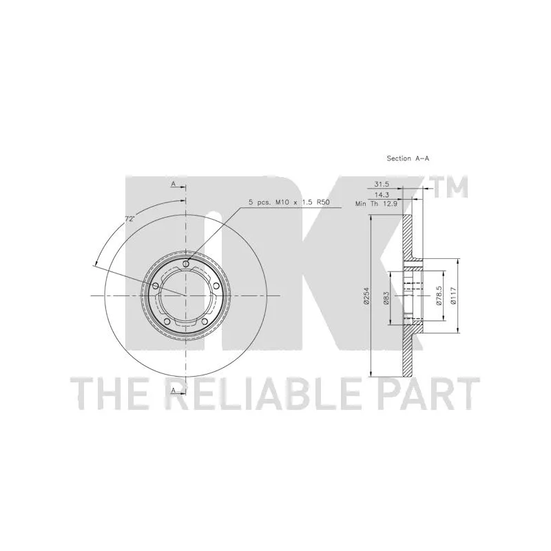 Jeu de 2 disques de frein avant NK 202523 - Visuel 2