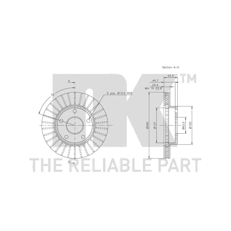 Jeu de 2 disques de frein avant NK 202524 - Visuel 2