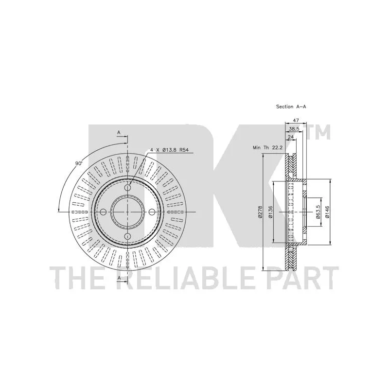 Jeu de 2 disques de frein avant NK 202542 - Visuel 2