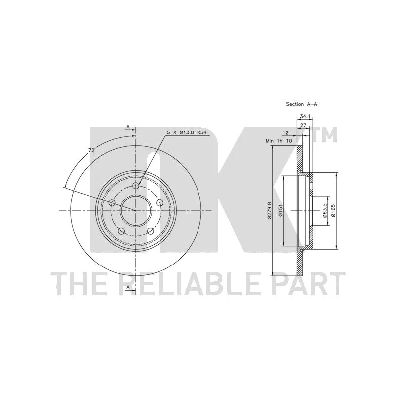Jeu de 2 disques de frein arrière NK 202551 - Visuel 2