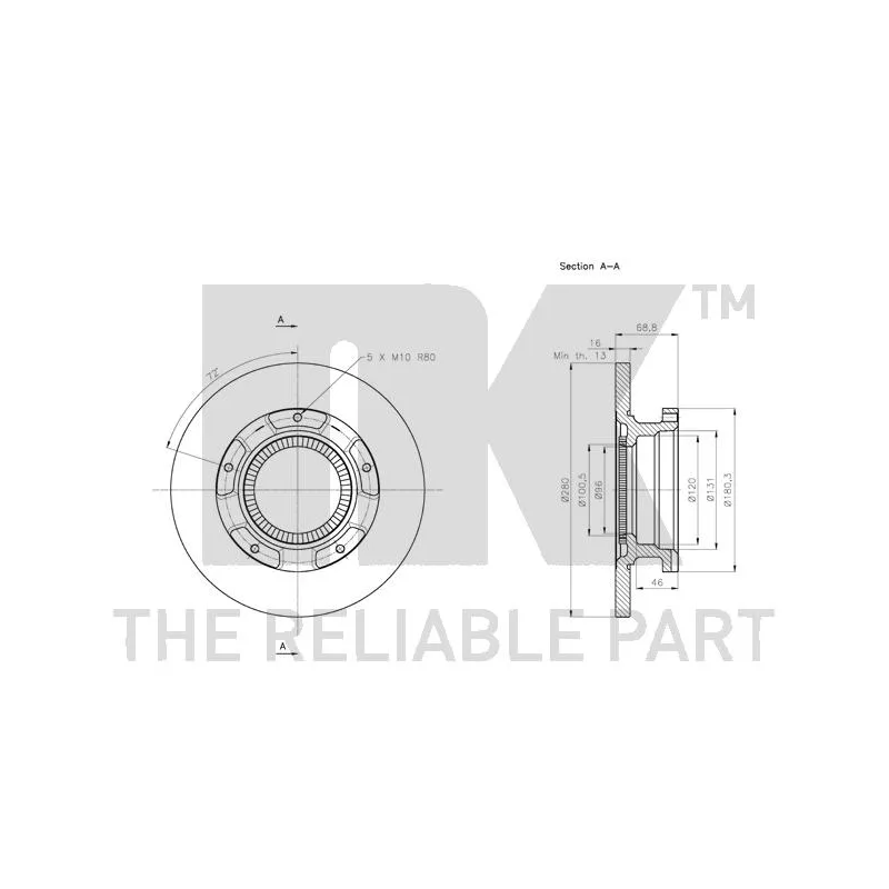 Jeu de 2 disques de frein arrière NK 202579 - Visuel 2