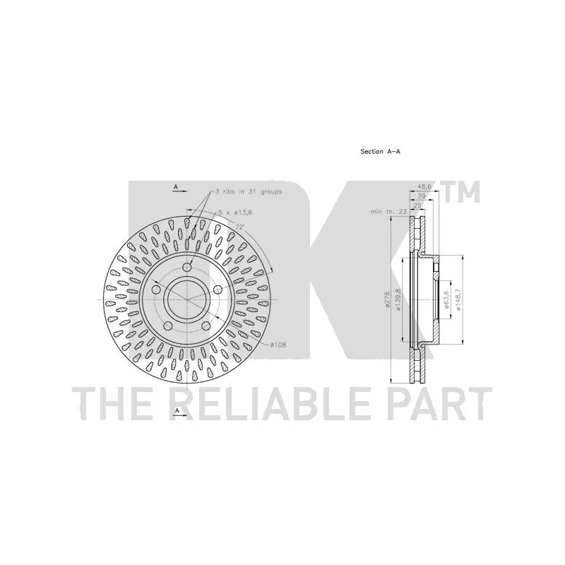 Jeu de 2 disques de frein avant NK 202582 - Visuel 2