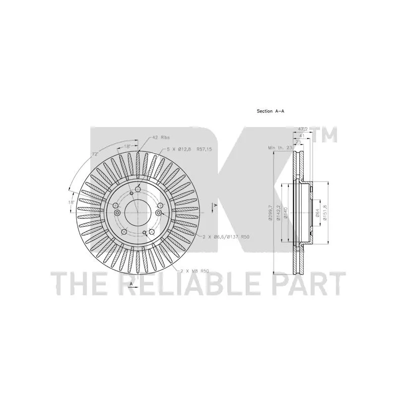 Jeu de 2 disques de frein avant NK 202646 - Visuel 2