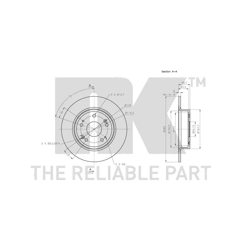 Jeu de 2 disques de frein arrière NK 202650 - Visuel 2