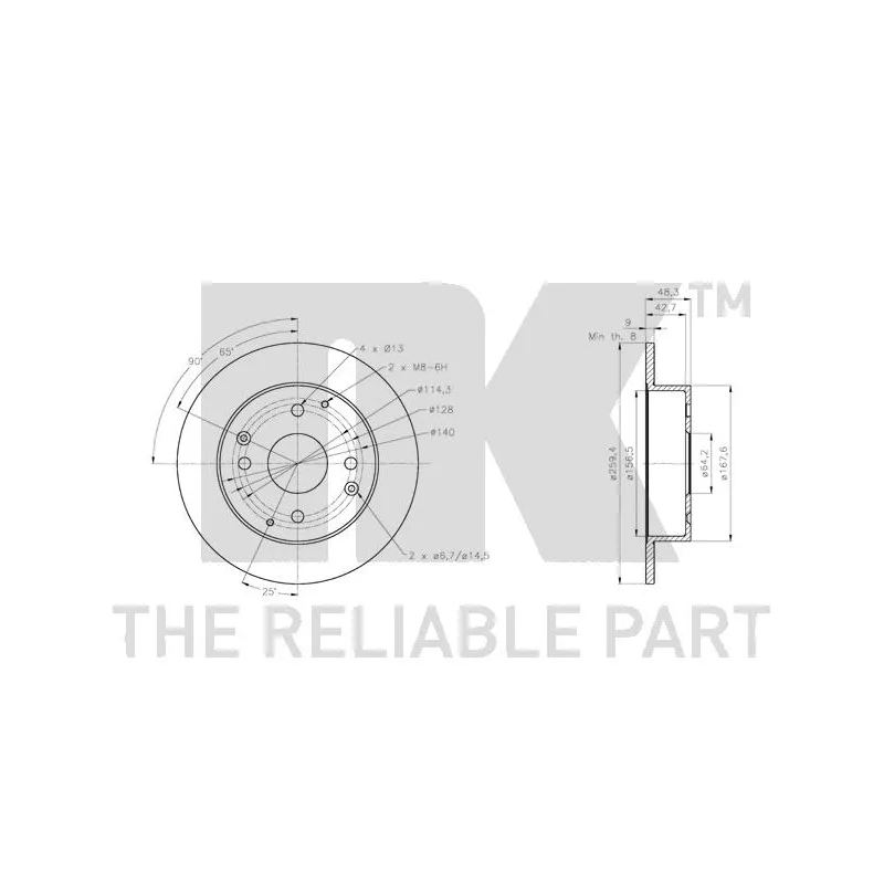 Jeu de 2 disques de frein arrière NK 202668 - Visuel 2
