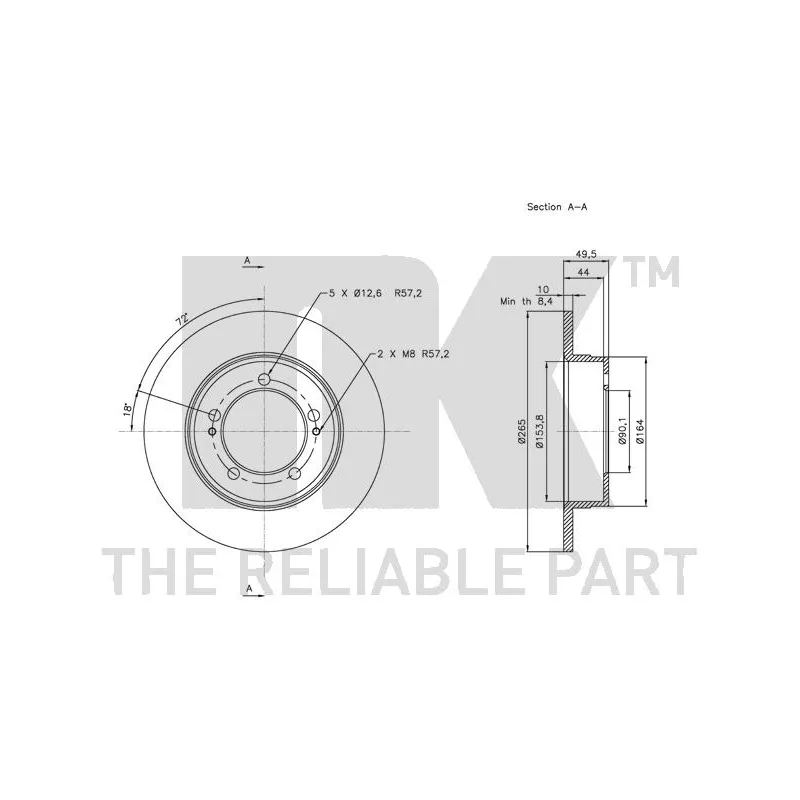 Jeu de 2 disques de frein arrière NK 203037 - Visuel 2