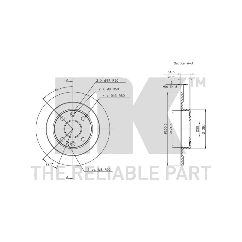 Jeu de 2 disques de frein arrière NK 203231 - Visuel 2