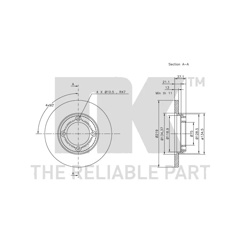 Jeu de 2 disques de frein avant NK 203236 - Visuel 2