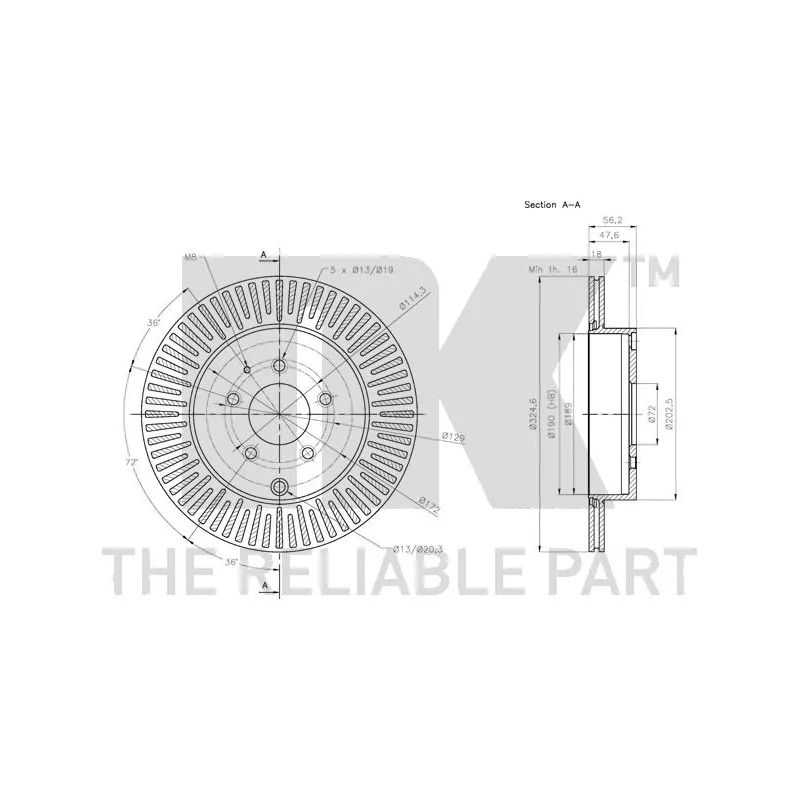 Jeu de 2 disques de frein arrière NK 203273 - Visuel 2