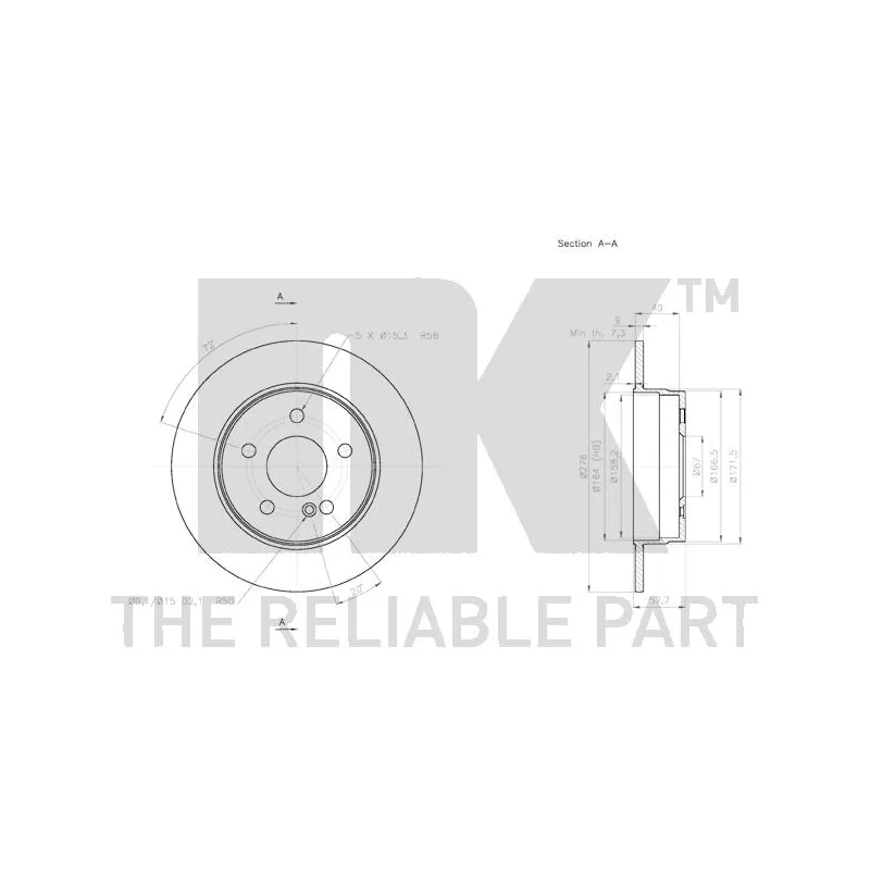 Jeu de 2 disques de frein arrière NK 2033104 - Visuel 2